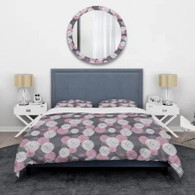 Design Art Pink And White Floral - Mid-century Modern Duvet Cover Set - Microfiber Polyester