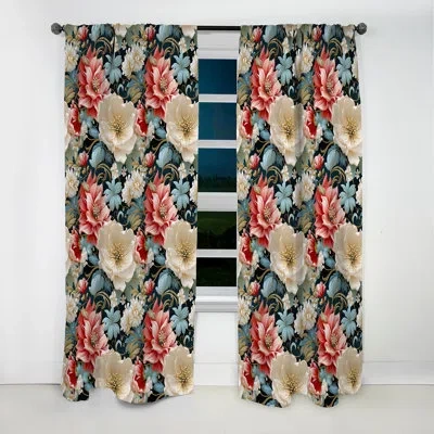 Design Art Pink And White Paisley Garden Dream Ii - Damask Curtain - Blackout Damask Curtain - 1 Panels In White;pink