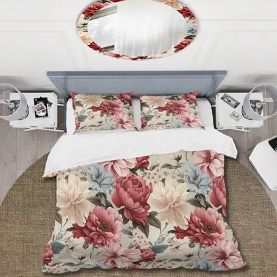 Design Art Pink Antique Floral Peony Garden Bedding