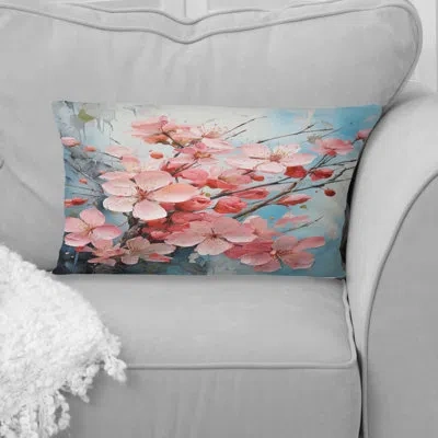 Design Art Pink Apple Blossom Collage Iii - Apple Blossom Printed Throw Pillow In Blue;pink