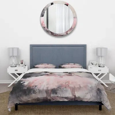 Design Art Pink Ballet Dance I - Fashion Duvet Cover Set - Microfiber Polyester