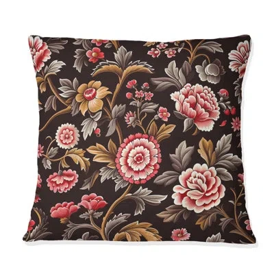 Design Art Pink Black Blooming Daisy Gardens I - Modern Throw Pillow In Black;pink