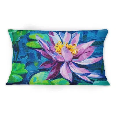 Design Art Pink Blossoming Water Lily - Traditional Printed Throw Pillow