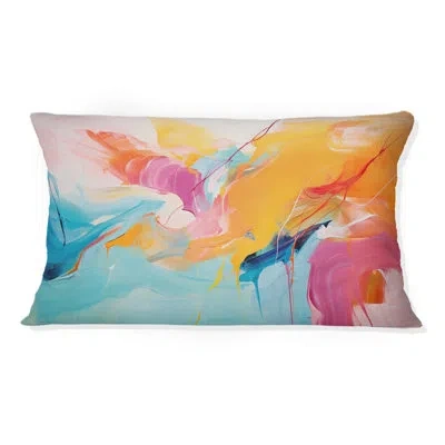 Design Art Pink Blue Mid Century Bold Brushstrokes Ii - Abstract Midcentury Printed Throw Pillow In Blue;pink