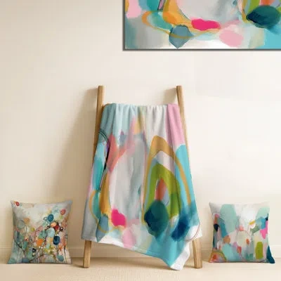 Design Art Pink Blue Minimalism Fluidity V - Abstract Minimalism Fleece In Blue;pink
