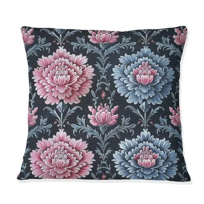 Design Art Pink Blue Modern Floral Gardens - Modern Throw Pillow In Blue;pink