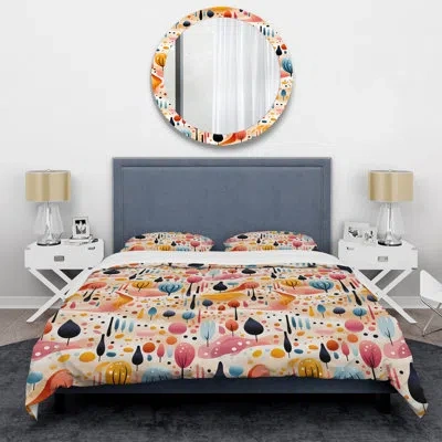 Design Art Pink Botancial Forms Pattern I Duvet Cover Set In Blue;pink