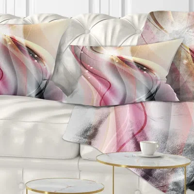 Design Art Pink Brown Abstract Lines - Abstract Printed Throw Pillow