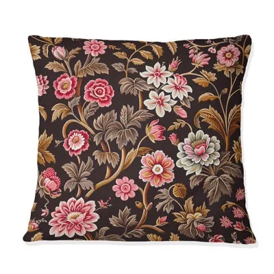 Design Art Pink Brown Blooming Daisy Gardens Ii - Modern Throw Pillow In Brown;pink