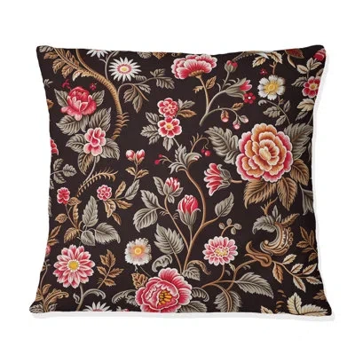 Design Art Pink Brown Blooming Daisy Gardens Iii - Modern Throw Pillow In Brown;pink