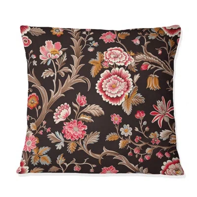 Design Art Pink Brown Blooming Daisy Gardens V - Modern Throw Pillow In Brown;pink