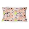 Design Art Pink Colored Palm Leaf Retro Graphical Elements -1 Patterned Printed Throw Pillow
