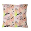 Design Art Pink Colored Palm Leaf Retro Graphical Elements - Patterned Printed Throw Pillow In Pink