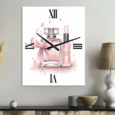 Design Art Pink Cosmetics Elegant Make-up Illustration - Fashion  Metal Wall Clock