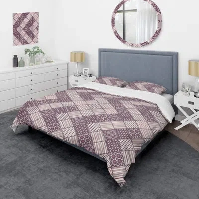 Design Art Pink Creative Patchwork Duvet Cover Set In Gray,purple