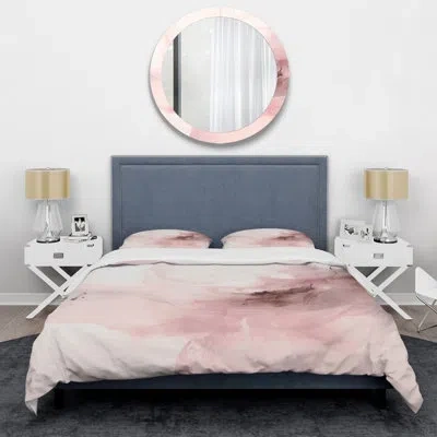 Design Art Pink Delicate Abstract Marble Iv - Abstract Marble Duvet Cover Set - Microfiber Polyester In Pink;cream