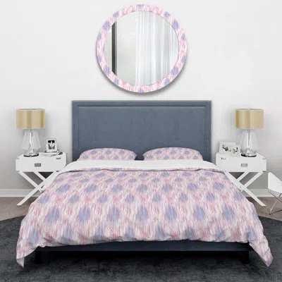 Design Art Pink Ethnic Pattern - Abstract Duvet Cover Set - Microfiber Polyester