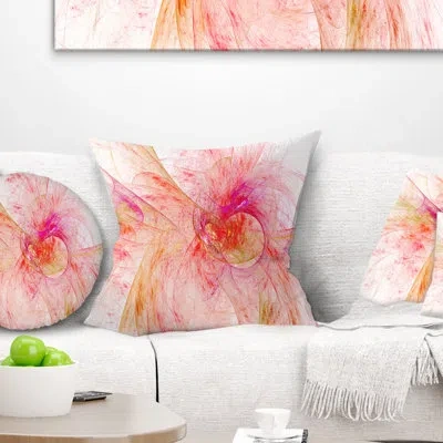 Design Art Pink Fractal Abstract - Abstract Printed Throw Pillow