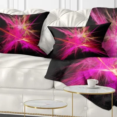 Design Art Pink Fractal Chaos Multicolored Rays - Abstract Printed Throw Pillow