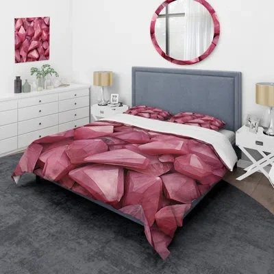 Design Art Pink Gemstones Fusion I - Abstract Shapes Duvet Cover Set