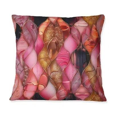 Design Art Pink Gold Glittering Gems Ii - Modern Throw Pillow In Pink;gold
