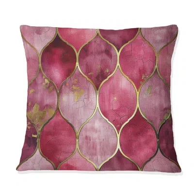 Design Art Pink Gold Glittering Glory Ii - Modern Throw Pillow In Pink;gold