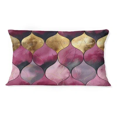 Design Art Pink Gold Glittering Glory Iii - Modern Lumbar Pillow In Pink;gold