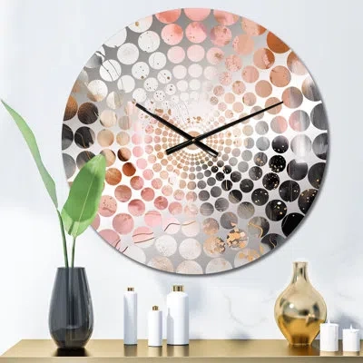 Design Art Pink Gold Marble Texture Iii - Abstract Marble Wall Clock