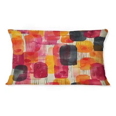 Design Art Pink Gold Modern Sunset Glow - Modern Lumbar Pillow In Pink;gold