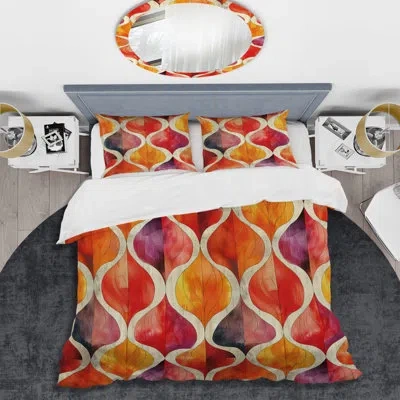 Design Art Pink Gold Modern Sunset Serenade Ii - Modern Duvet Cover Set In Pink;gold