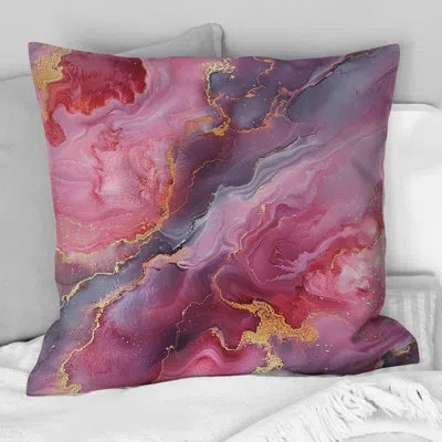 Design Art Pink Gold Rosy Romance I - Modern Throw Pillow In Pink;gold