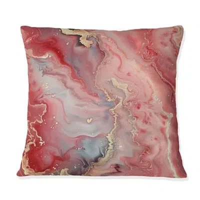 Design Art Pink Gold Rosy Romance Ii - Modern Throw Pillow In Pink;gold