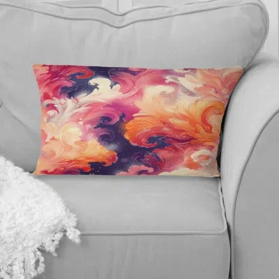 Design Art Pink Gold Rosy Romance Iii - Modern Lumbar Pillow In Pink;gold