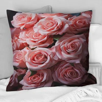 Design Art Pink Graceful Roses Bouquet - Roses Printed Throw Pillow