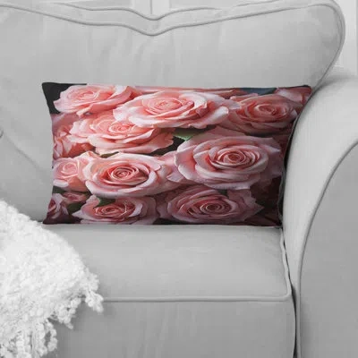 Design Art Pink Graceful Roses Bouquet - Roses Printed Throw Pillow