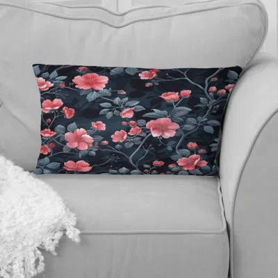 Design Art Pink Green Modern Floral Gardens Iii - Modern Lumbar Pillow In Green;pink