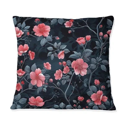 Design Art Pink Green Modern Floral Gardens Iii - Modern Throw Pillow In Green;pink