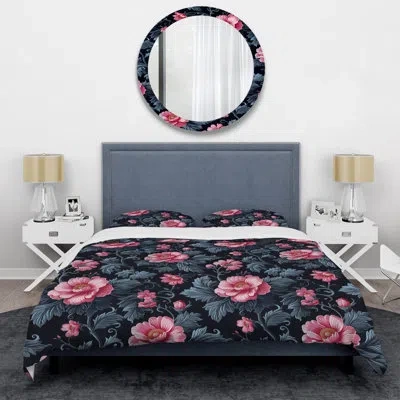 Design Art Pink Green Modern Floral Gardens Iv - Modern Duvet Cover Set In Green;pink
