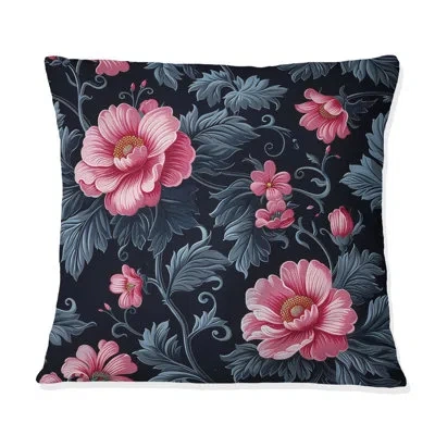 Design Art Pink Green Modern Floral Gardens Iv - Modern Throw Pillow In Green;pink