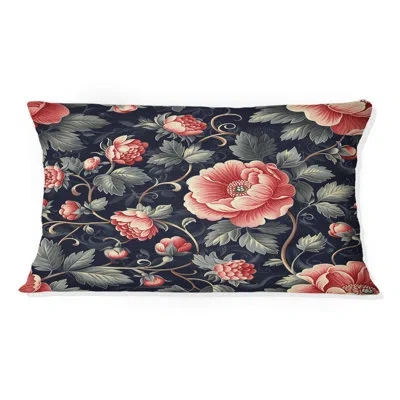 Design Art Pink Green Modern Floral Gardens Vi - Modern Lumbar Pillow In Green;pink