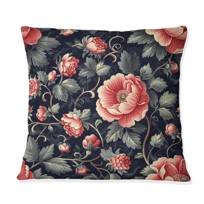 Design Art Pink Green Modern Floral Gardens Vi - Modern Throw Pillow In Green;pink