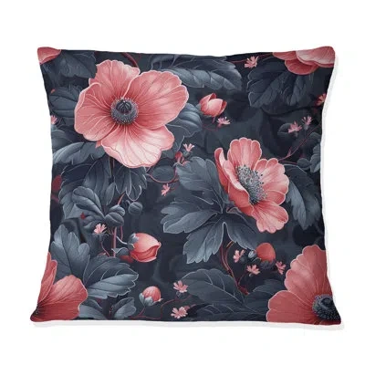 Design Art Pink Green Modern Floral Gardens Vii - Modern Throw Pillow In Green;pink