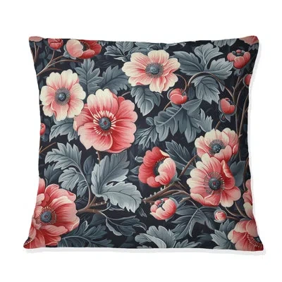 Design Art Pink Green Modern Floral Gardens Viii - Modern Throw Pillow In Green;pink