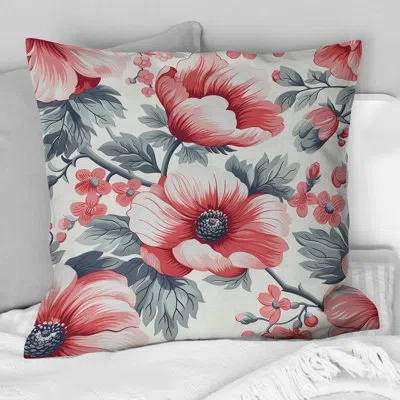 Design Art Pink Green Secret Floral Gardens Iii - Traditional Throw Pillow In Green;pink