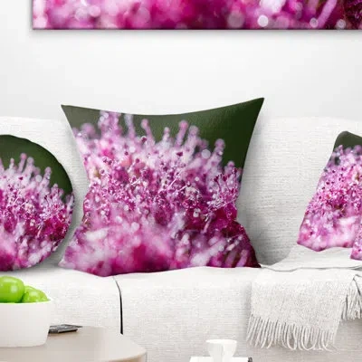Design Art Pink Little Flowers Close Up View - Floral Printed Pillow
