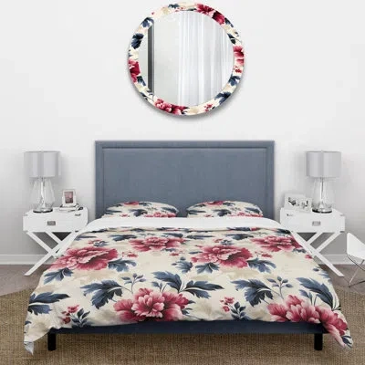 Design Art Pink Love Peonies Damask Poetry Duvet Cover Set
