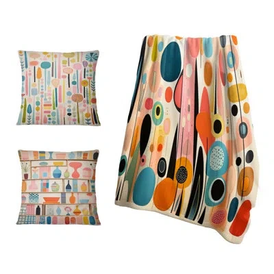 Design Art Pink Mid Century Playful Patterns Ii - Abstract Midcentury In Blue;pink