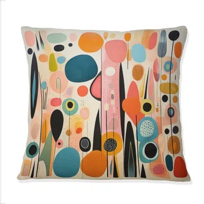 Design Art Pink Mid Century Playful Patterns Ii - Abstract Midcentury Printed Throw Pillow In Blue;pink