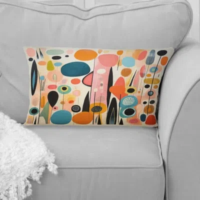 Design Art Pink Mid Century Playful Patterns Ii - Abstract Midcentury Printed Throw Pillow In Blue;pink