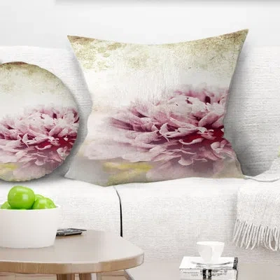 Design Art Pink Peony In Vintage Style - Floral Printed Pillow
